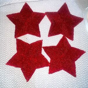 Vintage Beaded Red Star Coasters India